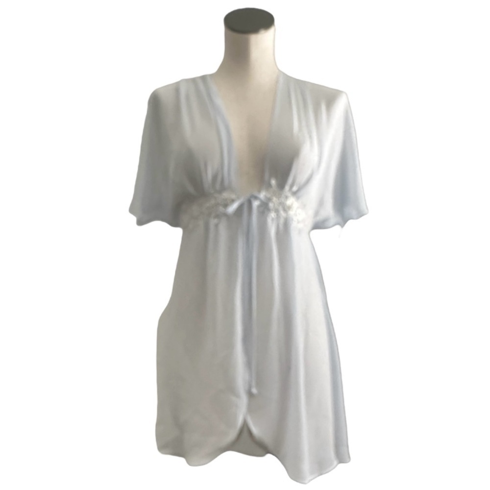JONQUIL Diane Samandi Robe Néglige Gown Romantic Wedding Lingerie White/blue M